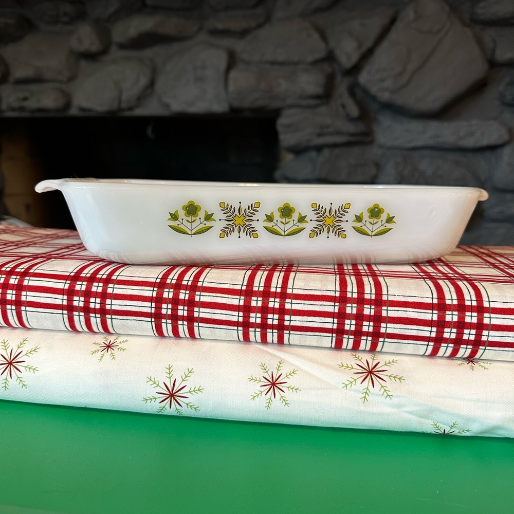 Vintage Fire King Meadow Green Baking Dish, Anchor Hocking